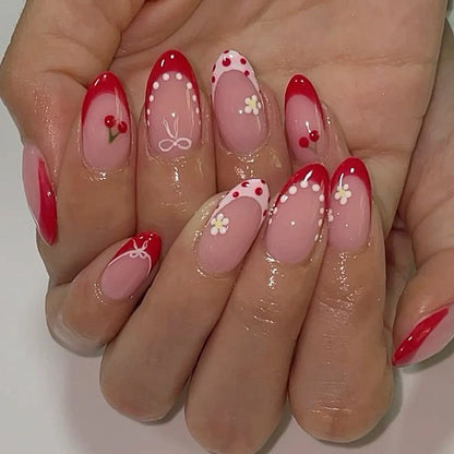 24pcs Flower Design Fake Nail Tips Full Cover - Smarsty