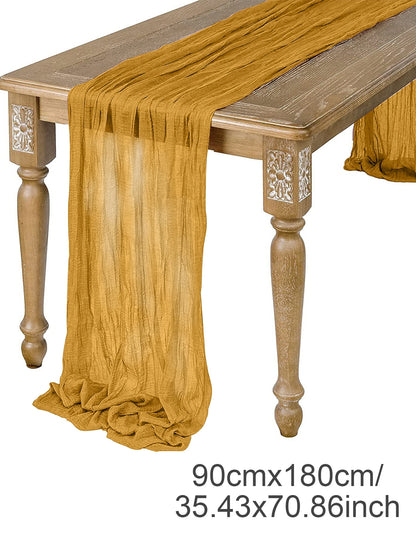 Sage Semi-Sheer Gauze Table Runner for Elegant Dining - Smarsty