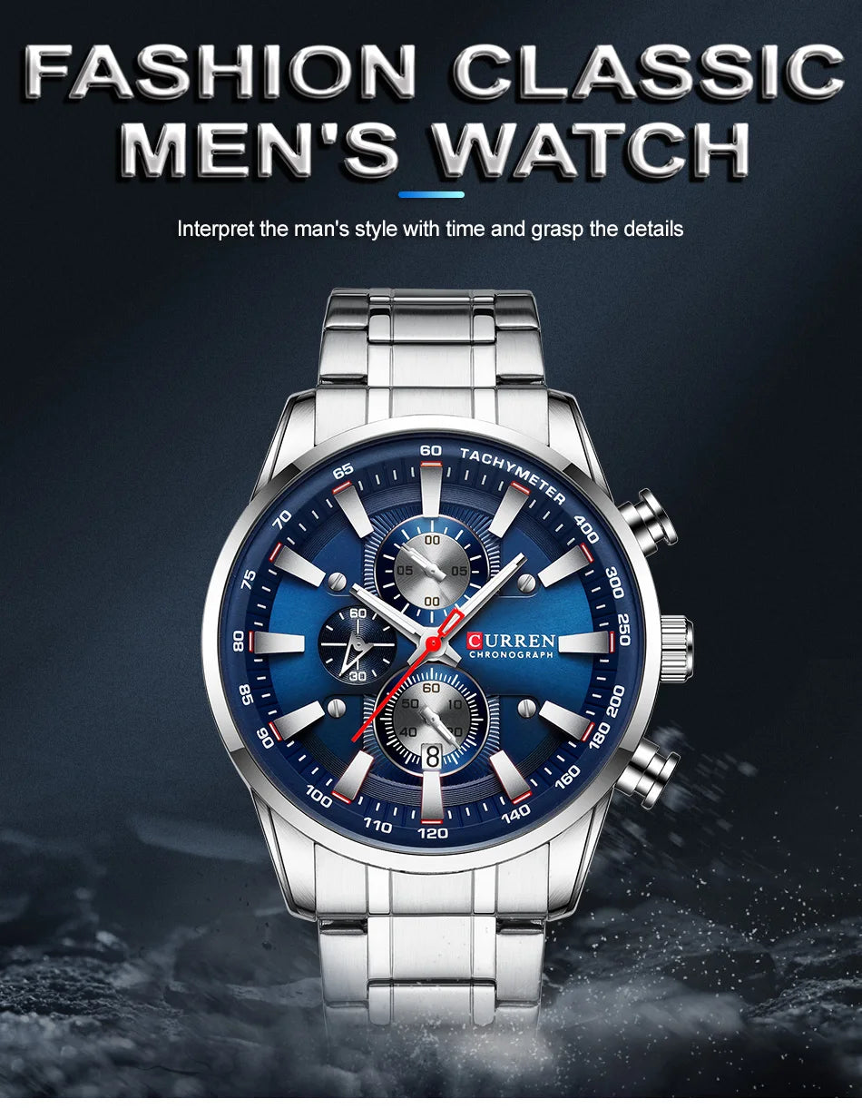 Luxury CURREN Quartz Men’s Watch Waterproof Sport Chronograph - Smarsty
