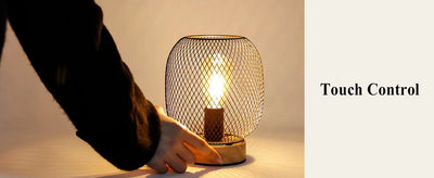 Dimmable Touch Bedside Table Lamp Metal Rechargeable Battery Powered with LED Bulb for Weddings Patio for Indoors Outdoors