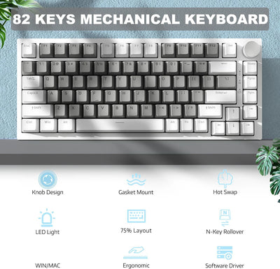 AK820 Mechanical Keyboard With Rotary Volume Control - Smarsty
