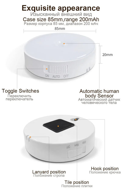 Motion Sensor LED Night Light USB Rechargeable for Cabinets - Smarsty