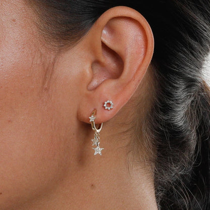 925 Sterling Silver Hoop Earrings White Crystal Luxury - Smarsty