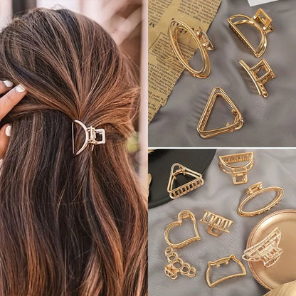 Gold Hollow Heart Mini Hair Claw Non Slip Grip Barrette - Smarsty