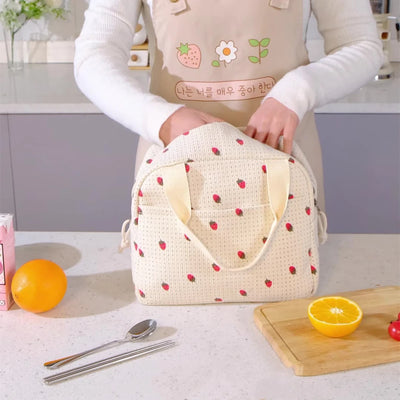 Floral Printed Insulated Lunch Bag With Portable Cooler - Smarsty