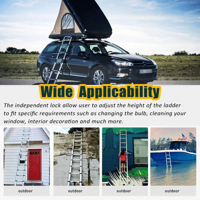 DayPlus Telescoping Ladder Stainless Steel Folding Ladder Portable Extendable Loft Ladder Capacity Max Load 150kg/330lb,EN131 - Smarsty
