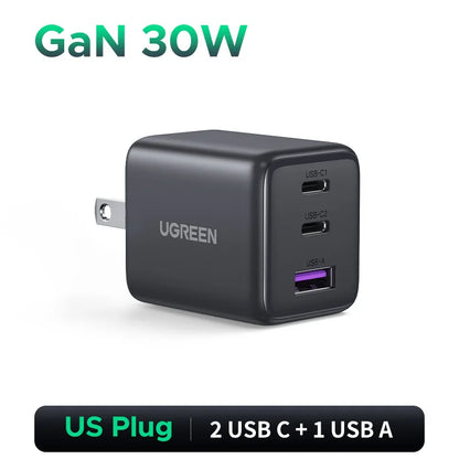 【US Plug】UGREEN 20W 30W GaN Charger Mini PD 3.0 USB C Phone Charger For iPhone 16 15 14 Pro Samsung S25 Xiaomi Tablet iPad Air