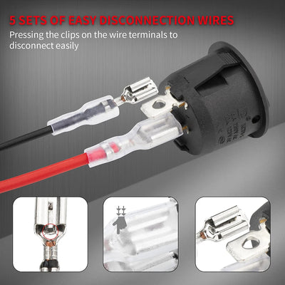 10/5PCS ON/OFF Round Rocker Switch Toggle Switch 2-pin SPST 12V 24V Auto Boat Marine Toggle Rocker Switch Push Button Accessory
