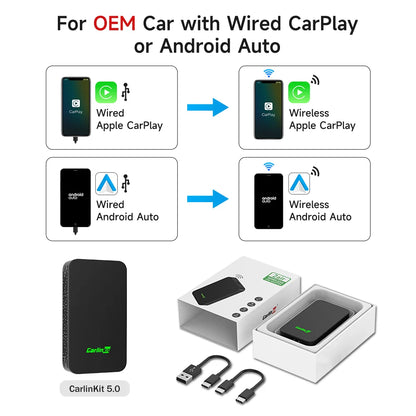 Wireless CarPlay Android Auto Adapter For All Cars Spotify - Smarsty