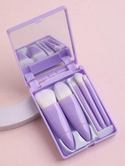 Travel Size Makeup Brushes Set with Case and Mirror - Smarsty
