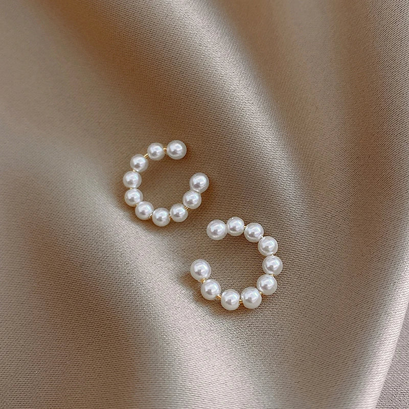 Korean Pearl Ear Cuff Clip Earrings Non Piercing Comfort - Smarsty