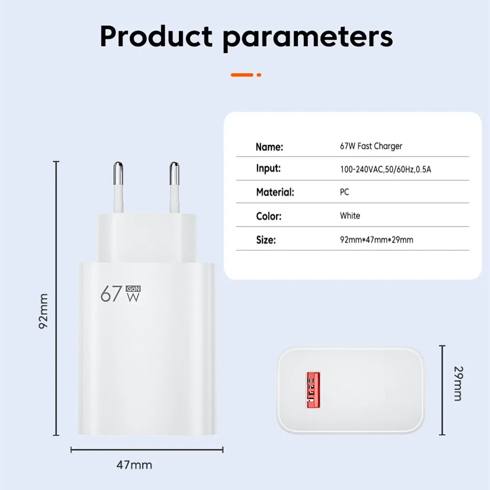 67W USB C Fast Charger With Cable For Android Phones - Smarsty