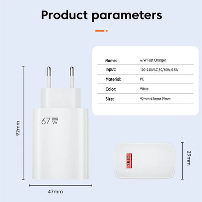 67W USB C Fast Charger With Cable For Android Phones - Smarsty