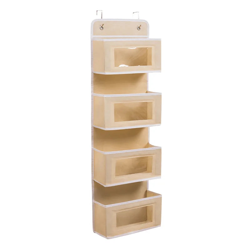 1pc Four-layer Storage Bag Door Hanging Fabric Organizer Bag For Sundries Items Underwear Socks