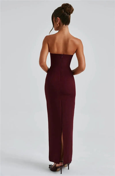 Mozision Scarf Collar Strapless Sexy Maxi Dress For Women Fashion Off-shoulder Backless Bodycon Club Party Long Dress Elegant - Smarsty