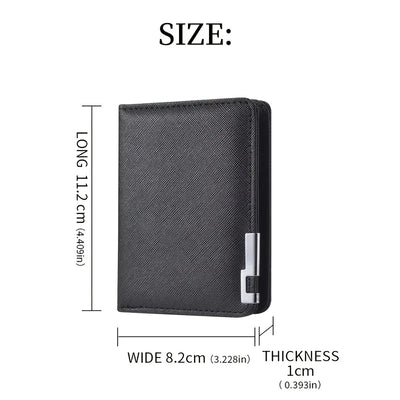 Black Faux Leather Small Slim Business-Style Wallet - Multiple Card Slots, Credit Card and Driver's License Holder, Geometric In - Smarsty