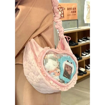 Pink Cute Womens Drawstring Shoulder Bag Lolita Style - Smarsty