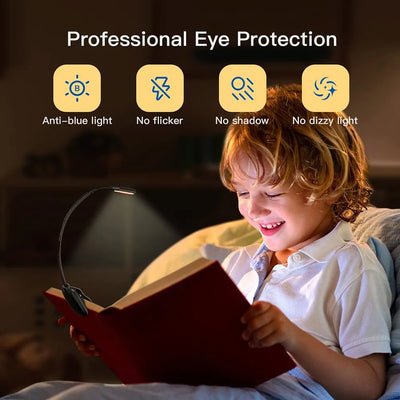 USB Rechargeable LED Book Light with Flexible Clip - Smarsty