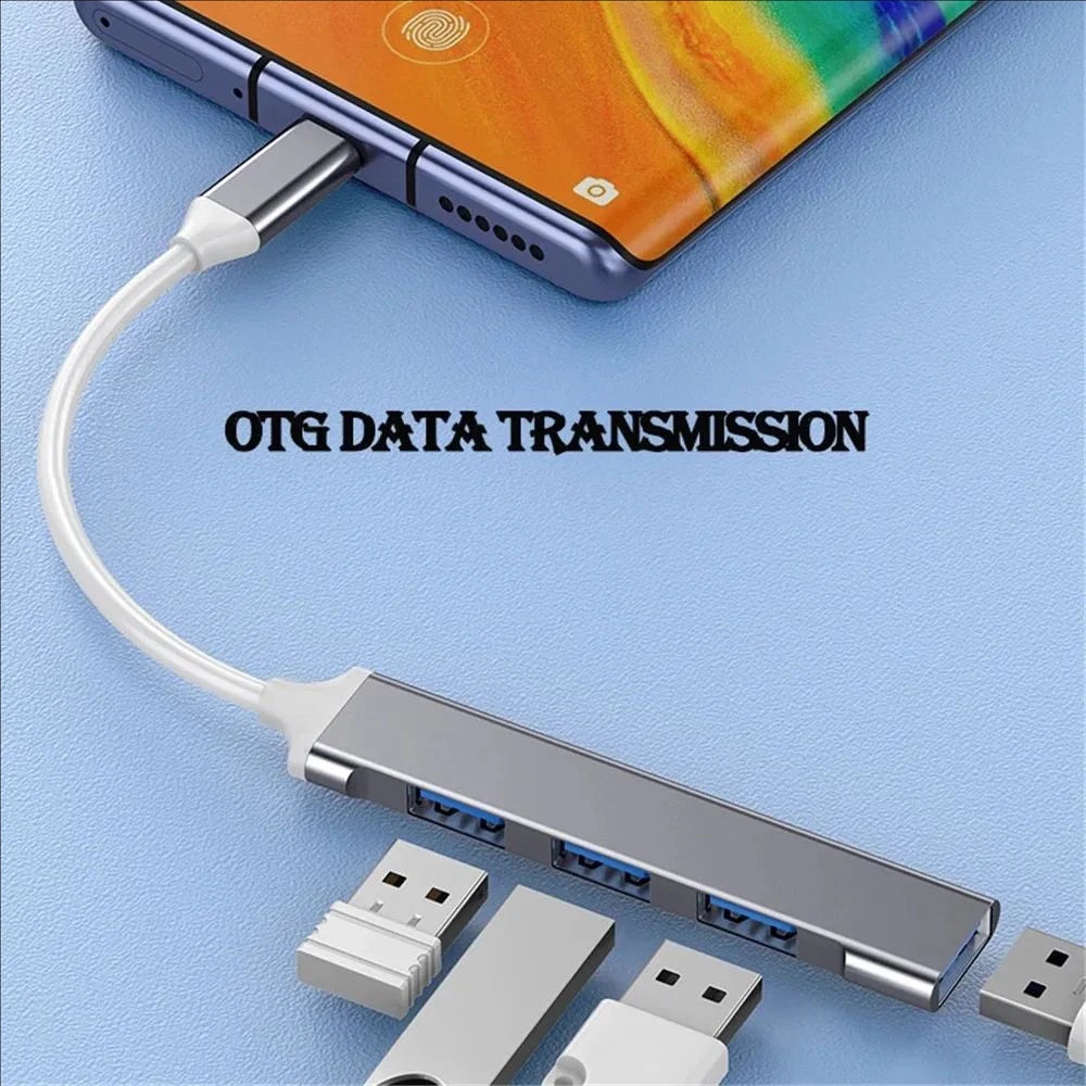 USB Type C Hub 4 Port Aluminum Alloy Multiport Adapter
