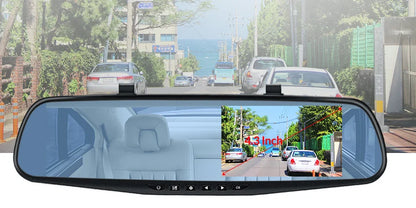 Dual Lens Dashcam With 4.3 Inch Rearview Mirror FHD 1080P - Smarsty