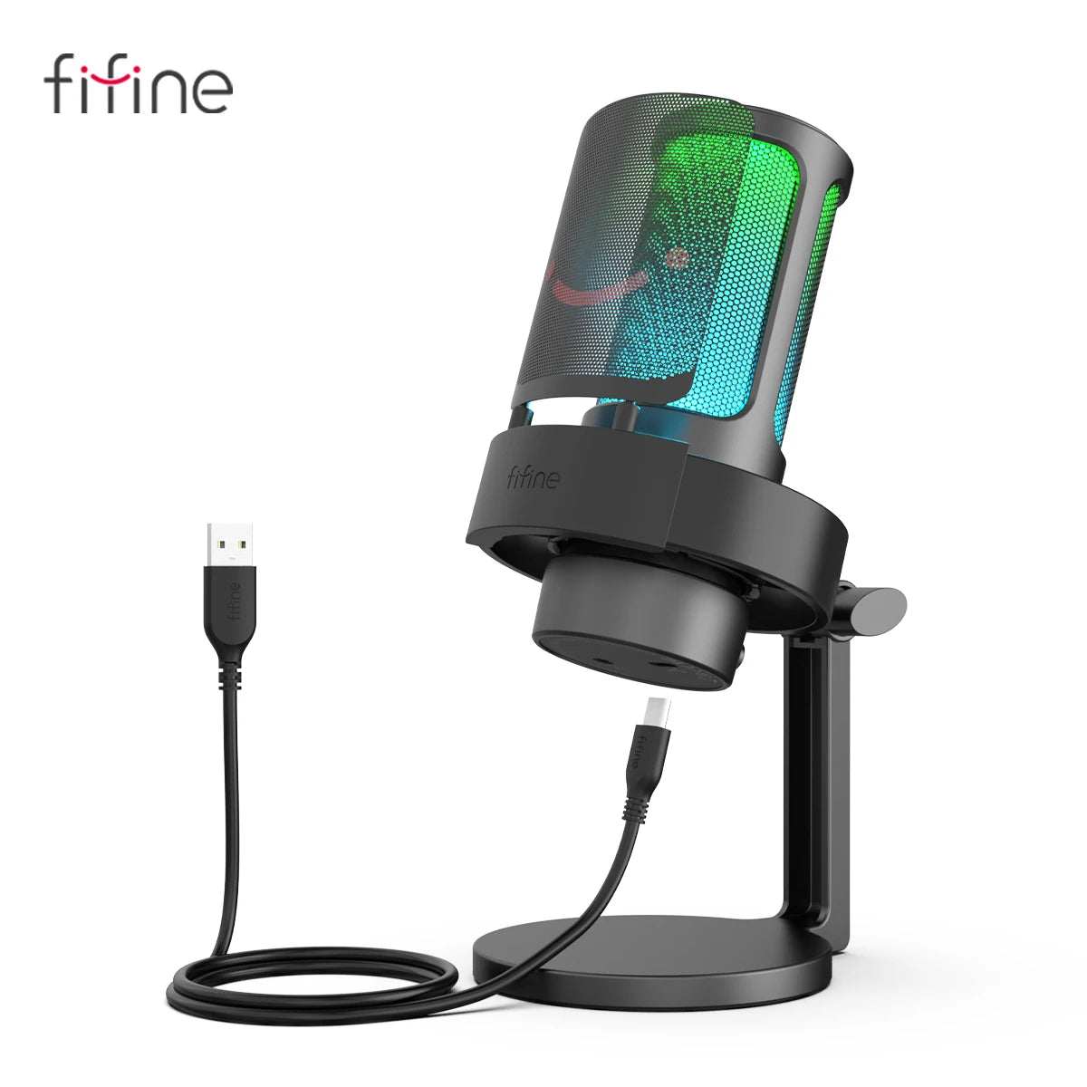FIFINE USB Microphone with RGB Modes for Streaming - Smarsty
