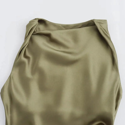 TRAF Satin Long Dresses for Women 2024 Summer Slip Midi Dress Woman Sexy Evening Party Dress Sleeveless Female Elegant Dresses - Smarsty