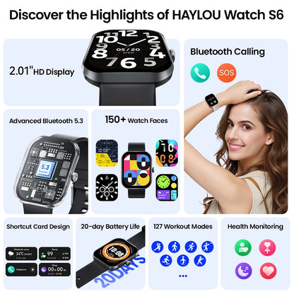 Haylou S6 Voice Calling Smart Watch for Health Monitoring - Smarsty