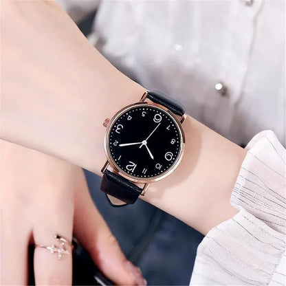 Women Casual Leather Analog Watch with Arabic Numbers - Smarsty