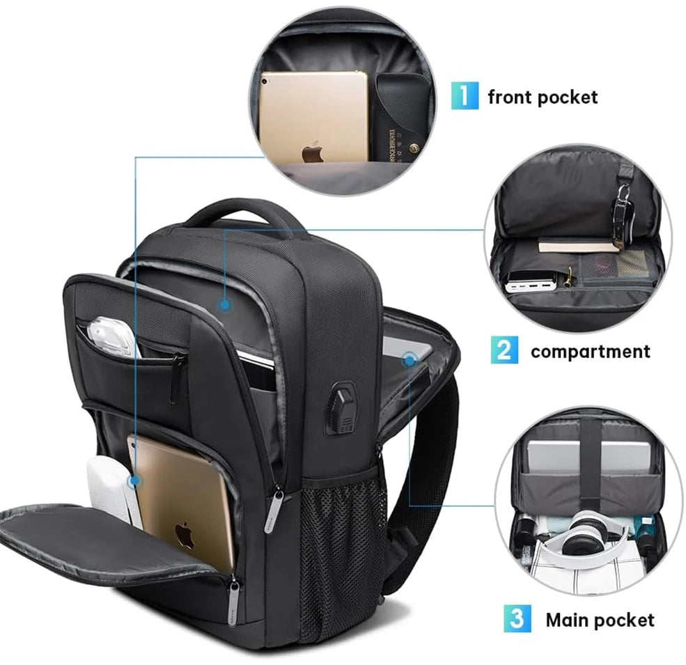 BANGE Sling Travel Laptop Backpack Fits 15.6 Inch Laptop for Men and Women Waterproof with Side Mesh Pocket USB Charging Port - Smarsty