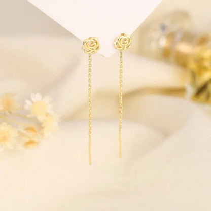 Rose Gold Drop Earrings with Zircon Crystals for Women - Smarsty