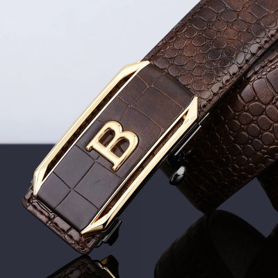 Crocodile Pattern Men’s Belt with Automatic Buckle - Smarsty