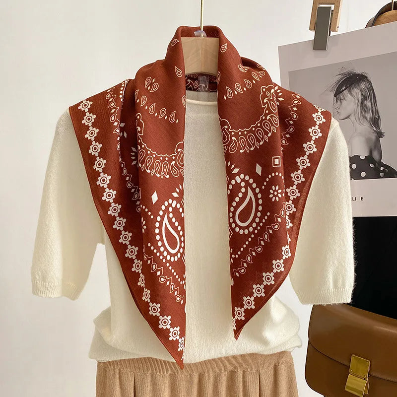 Breathable Cashew Print Silk Scarf for Women - Smarsty