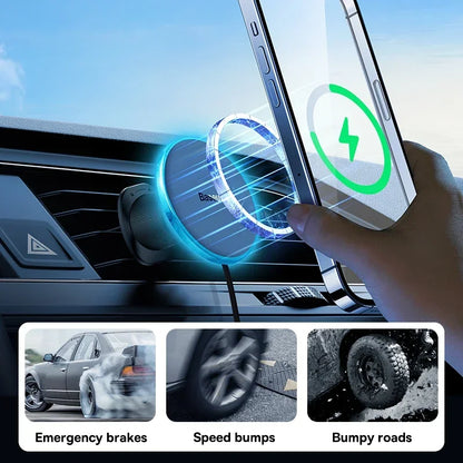 Magnetic Wireless Car Charger Holder 15W Fast Charging - Smarsty