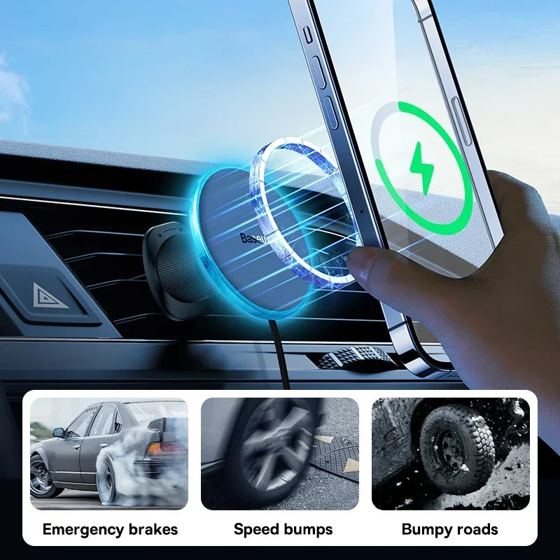 Magnetic Wireless Car Charger Holder 15W Fast Charging - Smarsty
