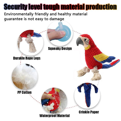 Indestructible Plush Parrot Dog Toy for All Dogs - Smarsty