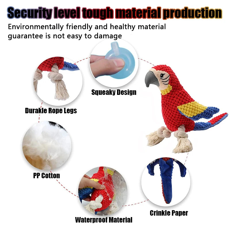 Indestructible Plush Parrot Dog Toy for All Dogs - Smarsty