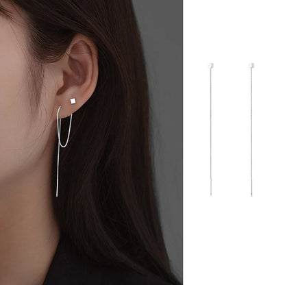 S925 Silver Tassel Drop Earrings for Women with Long Chains - Smarsty