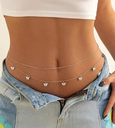Double Layer Butterfly Chain Belly Jewelry for Women - Smarsty