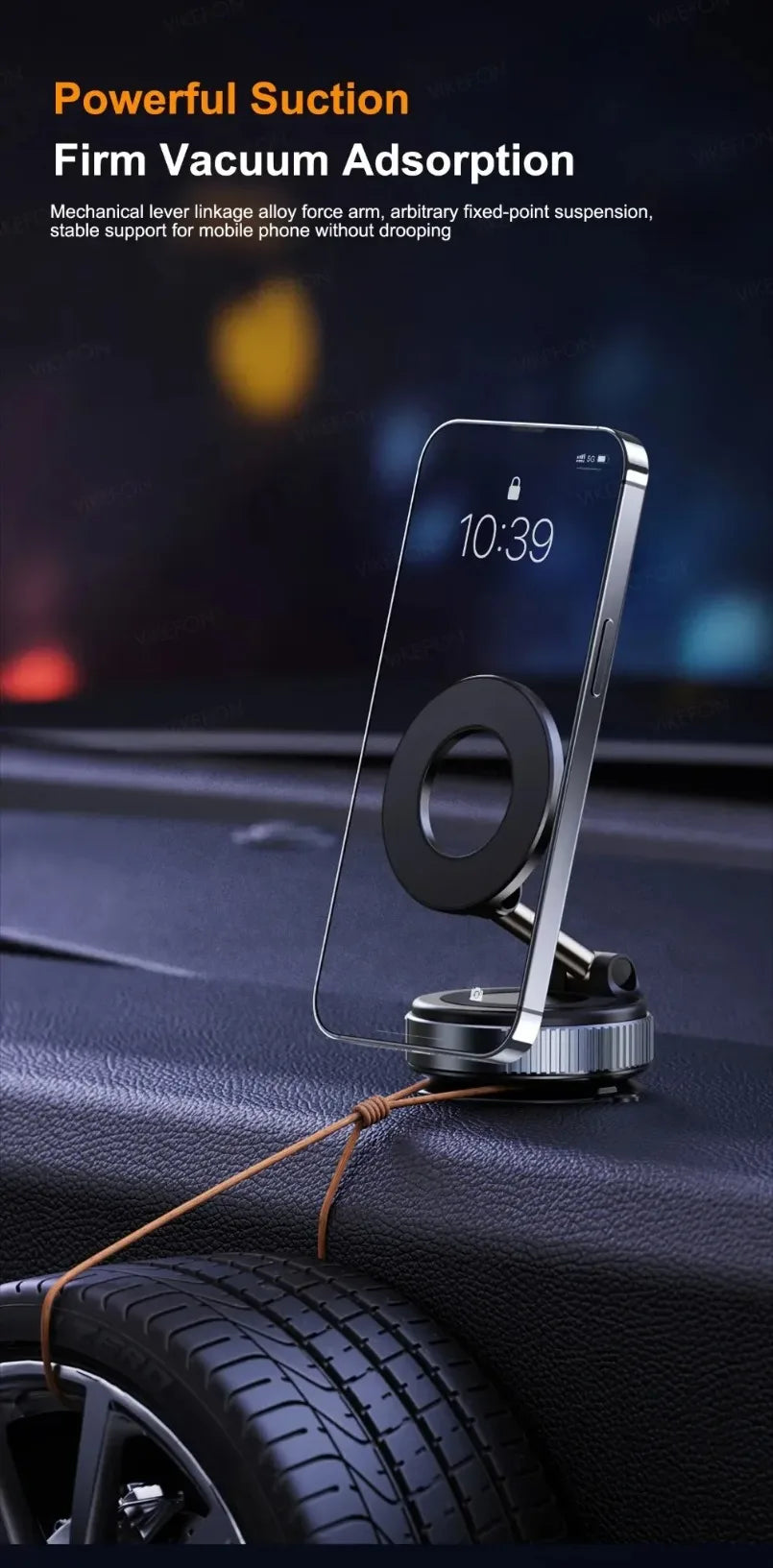 Magnetic Car Phone Holder 360 Rotation Vacuum Suction - Smarsty