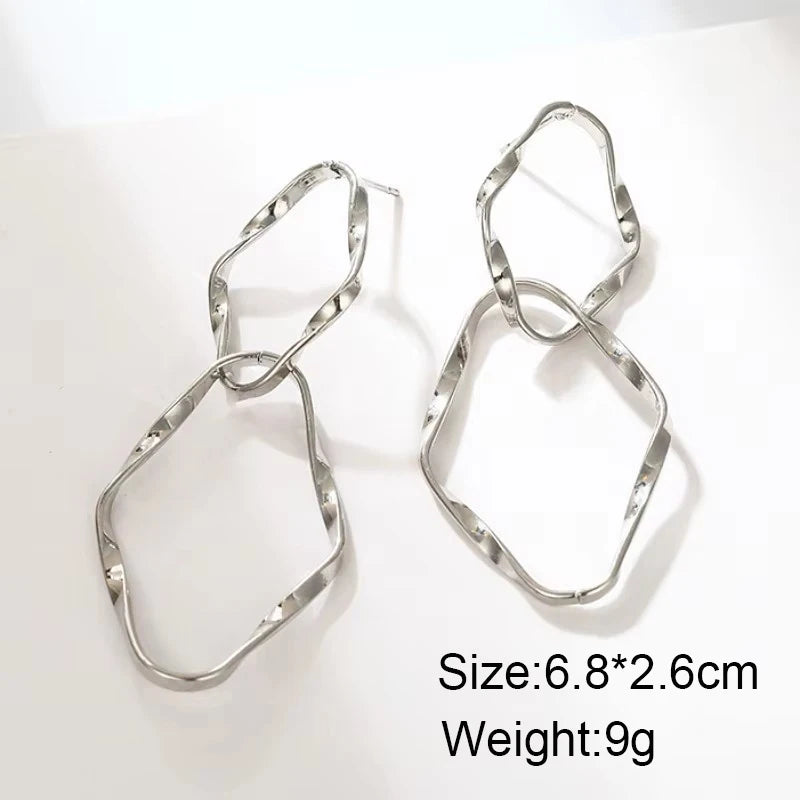 Gold Metal Drop Earrings with Irregular Heart Design for Women - Smarsty