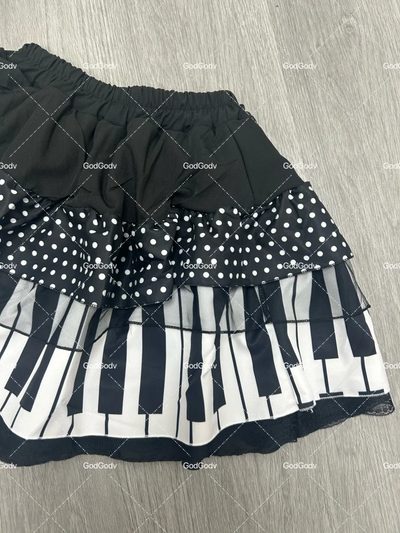 Spring Black White Spliced Women Short Skirt 2025 Y2k Slim Design Harajuku Mini Skirt Female Empire Korea Style Chic Piano Skirt - Smarsty