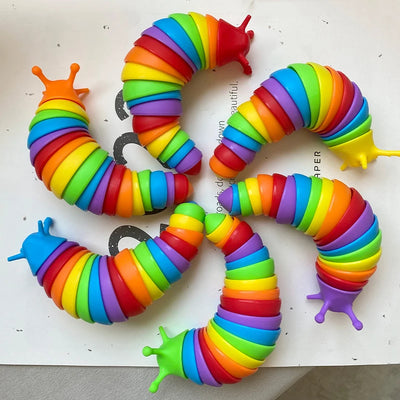 3D Slug Fidget Toy Colorful Slug Snail Toy Articulated Flexible All Ages Relief Anti-Anxiety Sensory Toys for Children by Smarsty