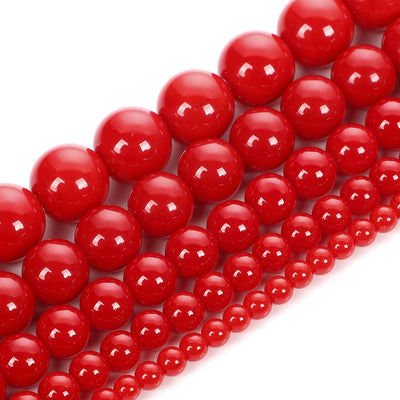 Natural Polished Red Coral Beads Loose Spacer Jewelry 6mm - Smarsty