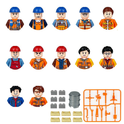 building blocks action doll mini city figures toys girls soldiers policeman robot worker fireman farmer cook movie characters