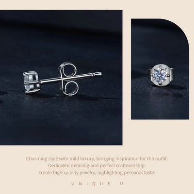 Moissanite Earrings 925 Sterling Silver D Color Studs - Smarsty