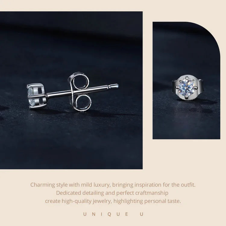 Moissanite Earrings 925 Sterling Silver D Color Studs - Smarsty
