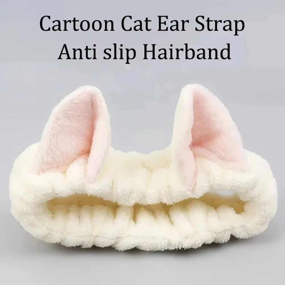 Cute Coral Fleece Cat Ear Headband for Comfort and Style - Smarsty