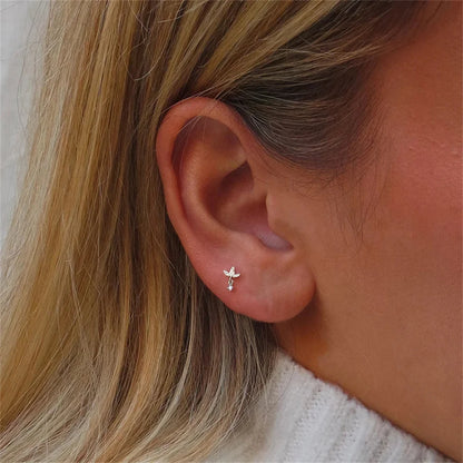 Sterling Silver Heart Zircon Stud Earrings Elegant Gift - Smarsty