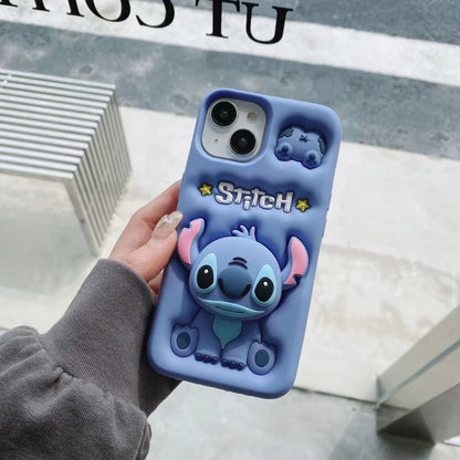 Cute Stitch iPhone Case With Silicone Grip Holder Stand - Smarsty