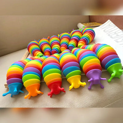 3D Slug Fidget Toy Colorful Slug Snail Toy Articulated Flexible All Ages Relief Anti-Anxiety Sensory Toys for Children by Smarsty